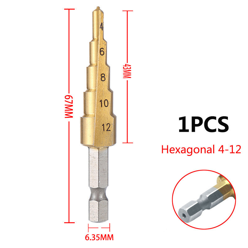 This Titanium-Coated HSS Step Drill Bit Set - Perfect For Wood & Metal!