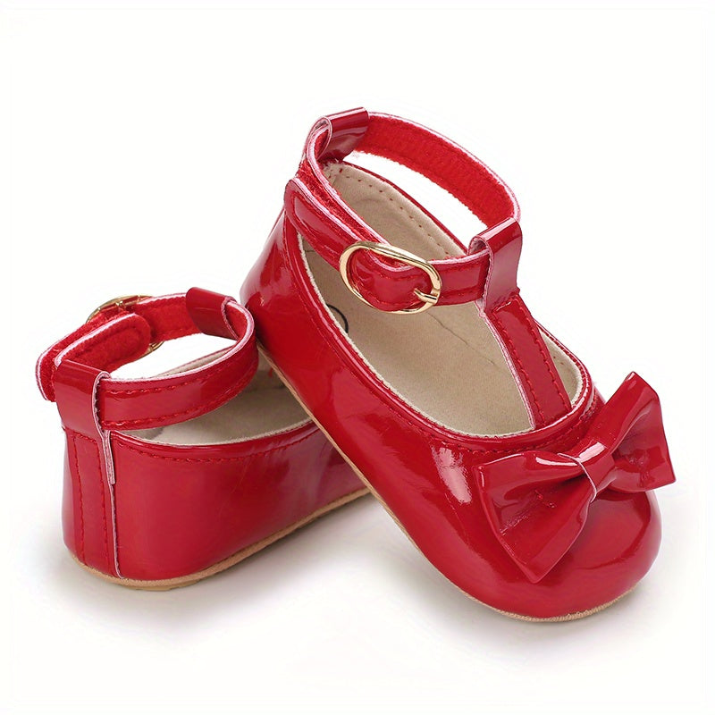 Baby Girls' Prewalker Mary Jane Flats - Soft Leather, Bow Decor, Comfortable Walking