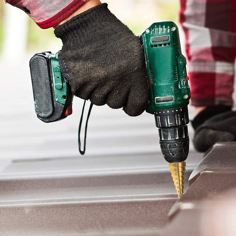 This Titanium-Coated HSS Step Drill Bit Set - Perfect For Wood & Metal!