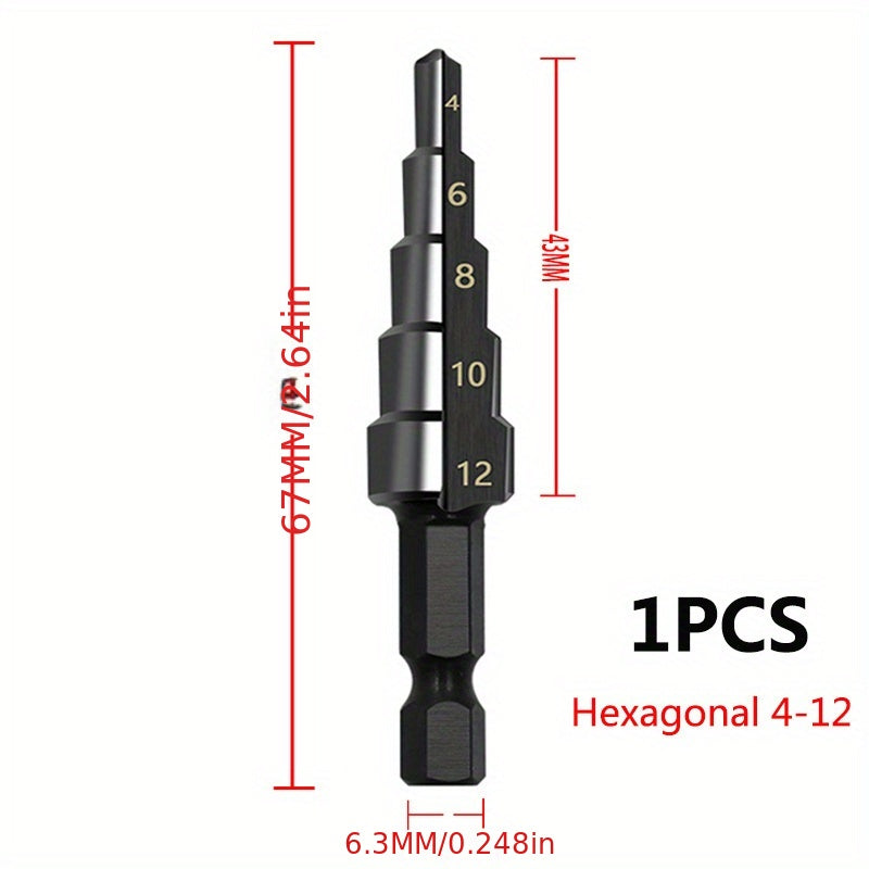This Titanium-Coated HSS Step Drill Bit Set - Perfect For Wood & Metal!