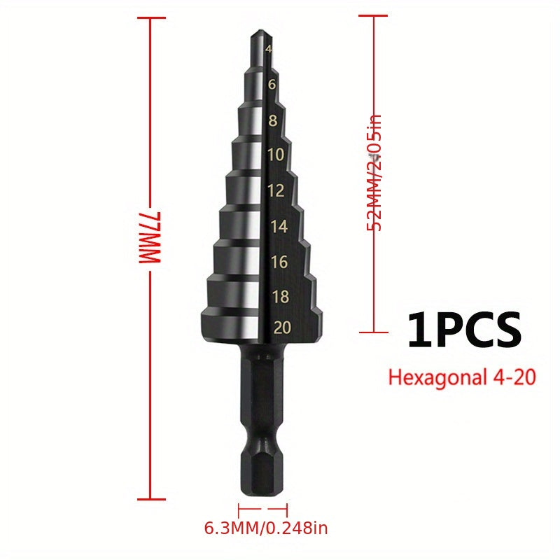 This Titanium-Coated HSS Step Drill Bit Set - Perfect For Wood & Metal!
