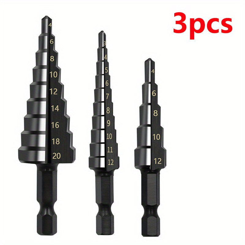 This Titanium-Coated HSS Step Drill Bit Set - Perfect For Wood & Metal!