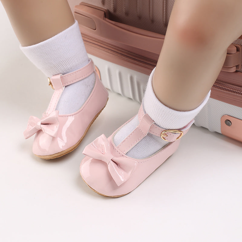 Baby Girls' Prewalker Mary Jane Flats - Soft Leather, Bow Decor, Comfortable Walking