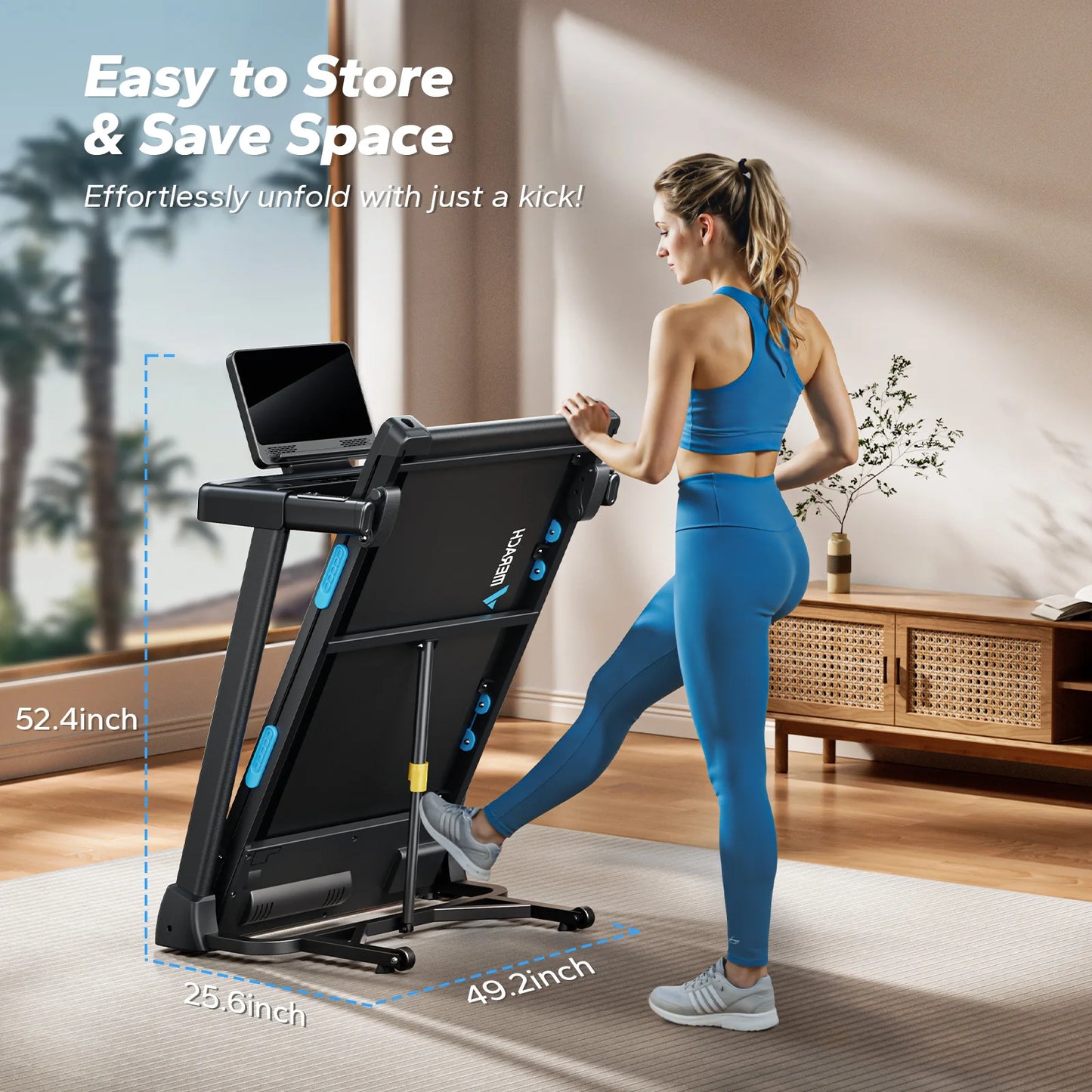 MERACH Foldable Treadmill with Incline Quiet Treadmills Double Deck Technology