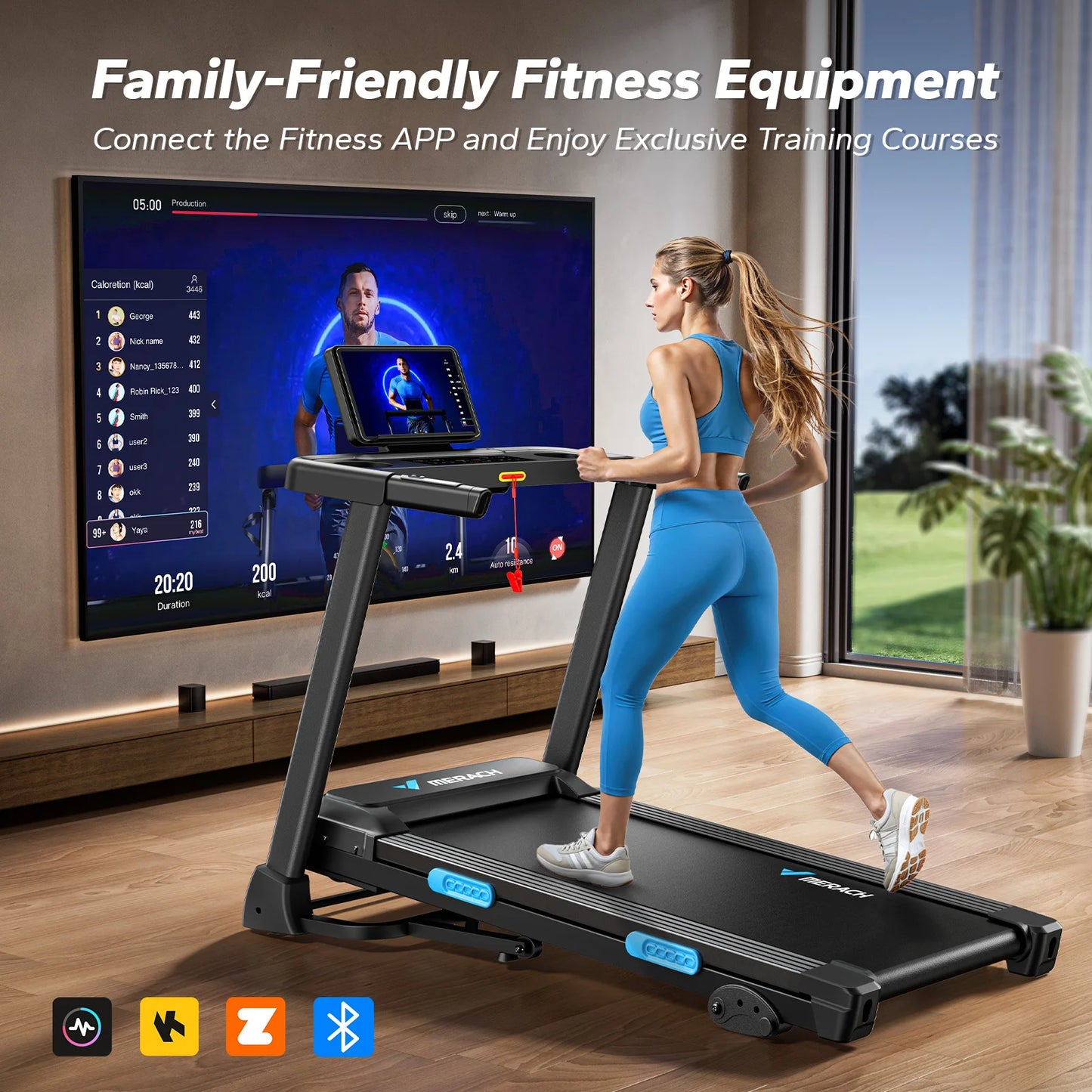 MERACH Foldable Treadmill with Incline Quiet Treadmills Double Deck Technology