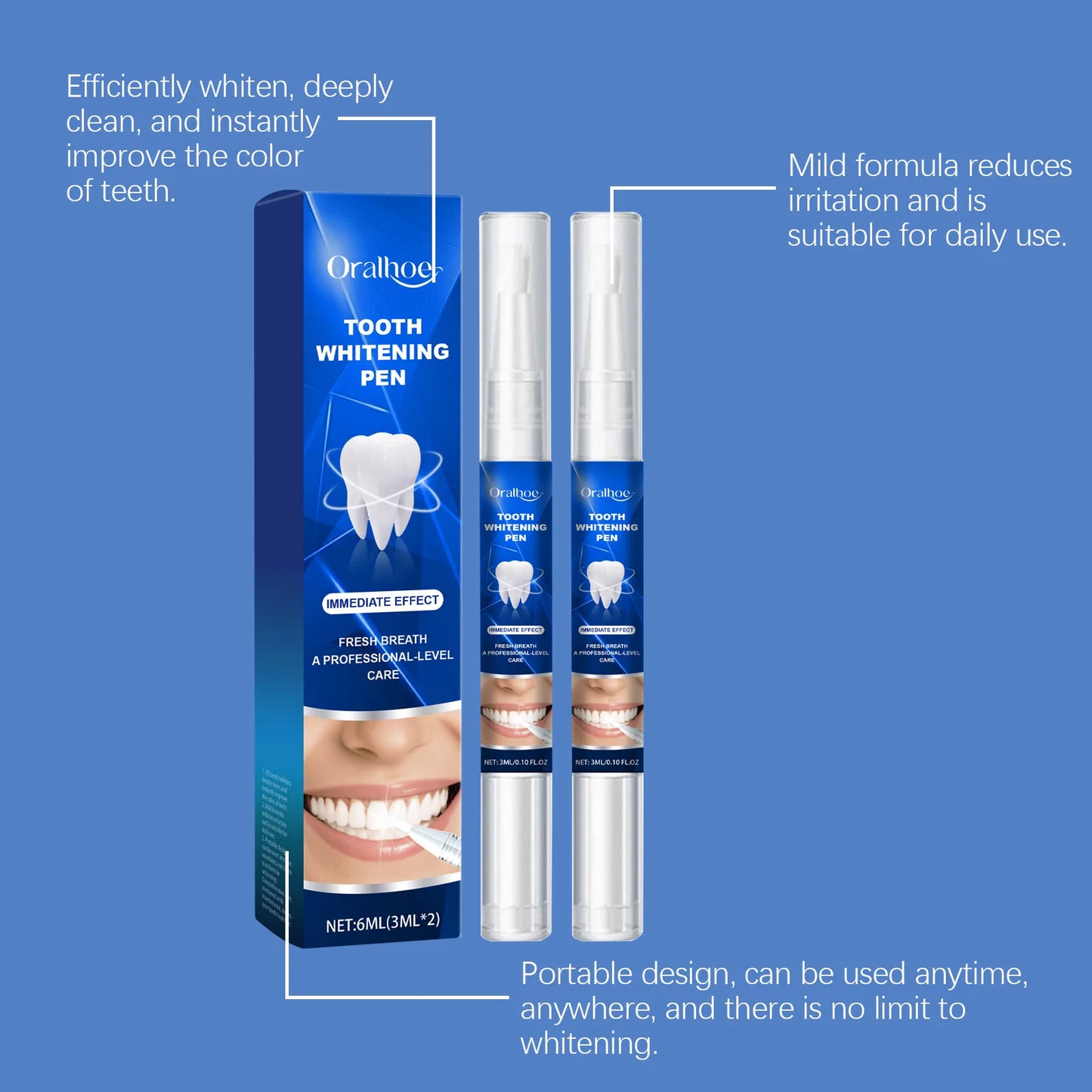 Oralhoe 3mlx2pcs Teeth Whitening Pen Stain Remove Dental Care