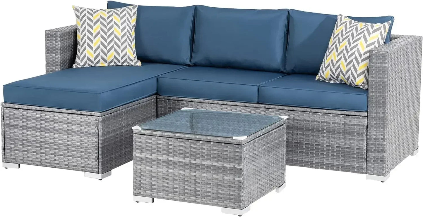 Outdoor Sofa Set of Rattan Wicker Sectional Patio Furniture Small Patio