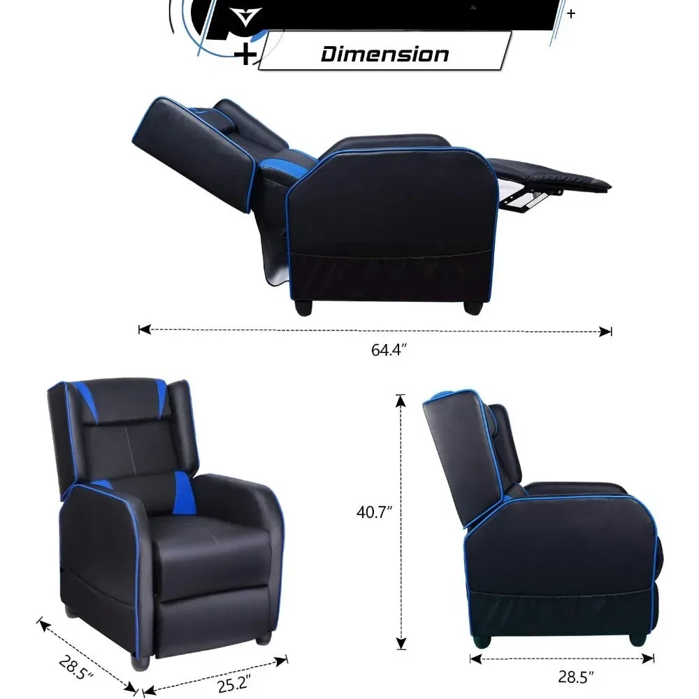Gaming Recliner Chair Racing Style Single PU Leather Sofa Modern Living Room Recliner