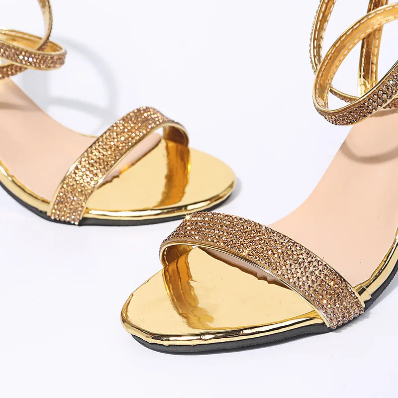 Heel Sandals Women Rhinestone Sexy Transparent High Heels Sandals Female