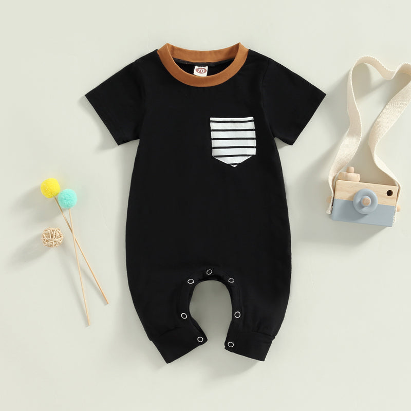 Lioraitiin 0-18M Newborn Baby Boys Summer Jumpsuit Round Neck