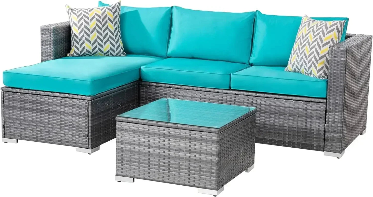 Outdoor Sofa Set of Rattan Wicker Sectional Patio Furniture Small Patio