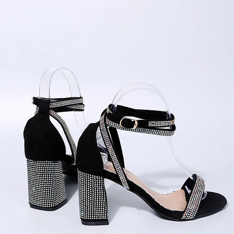 Heel Sandals Women Rhinestone Sexy Transparent High Heels Sandals Female