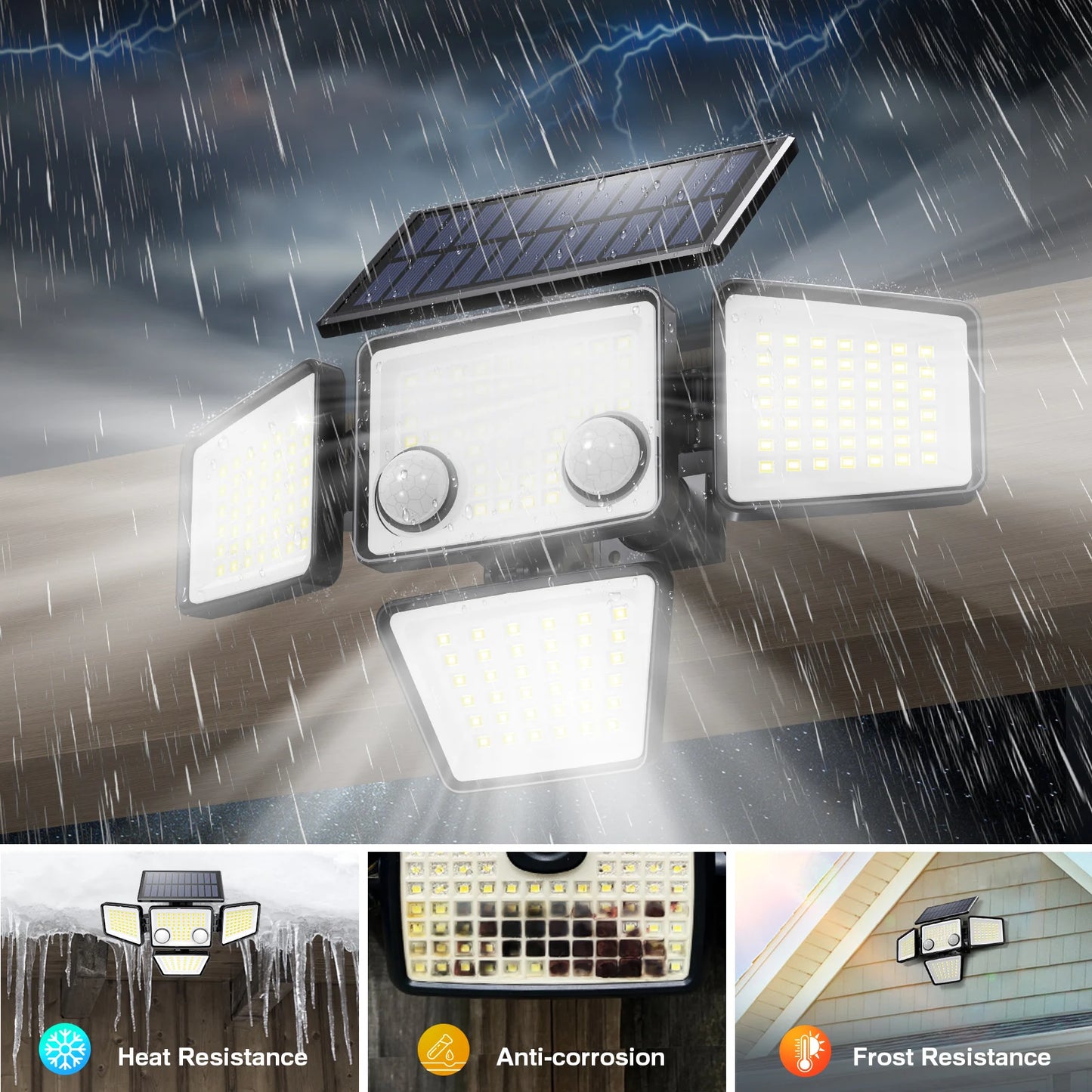 Solar Outdoor Lights - 3000LM 188 LED Motion Sensor Lights Solar