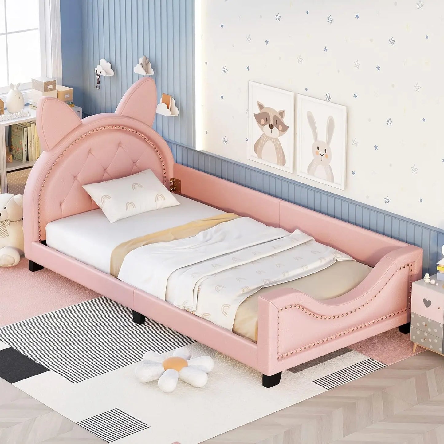 Bed Frame, with House-Shaped Headboard for Boys Girls Kids Toddle, Children Beds