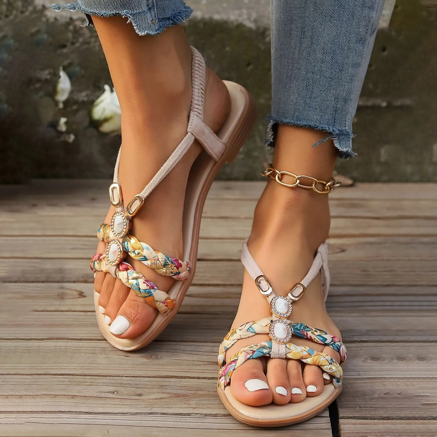 Summer Women Shoes Soft Sole Wedge Sandals Boho Fashion Beach Flip Flops