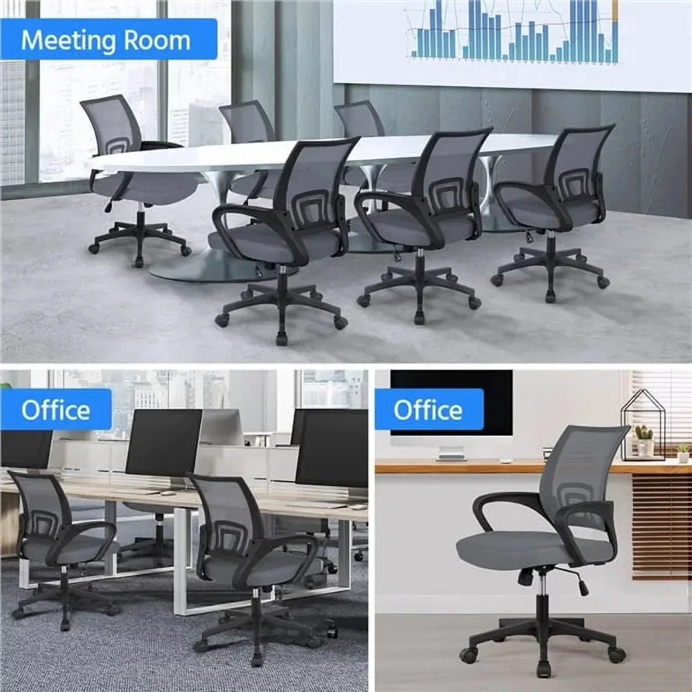 Adjustable Mid Back Mesh Swivel Office Chair With Armrests