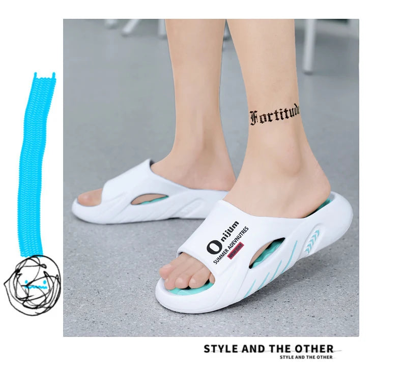 Men Massage Slippers Slides Indoor Outdoor Sandals Beach Casual