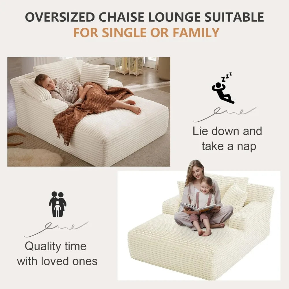49.2" Oversized Chaise Lounge Chair,Corduroy Fabric Single Sofa Chair