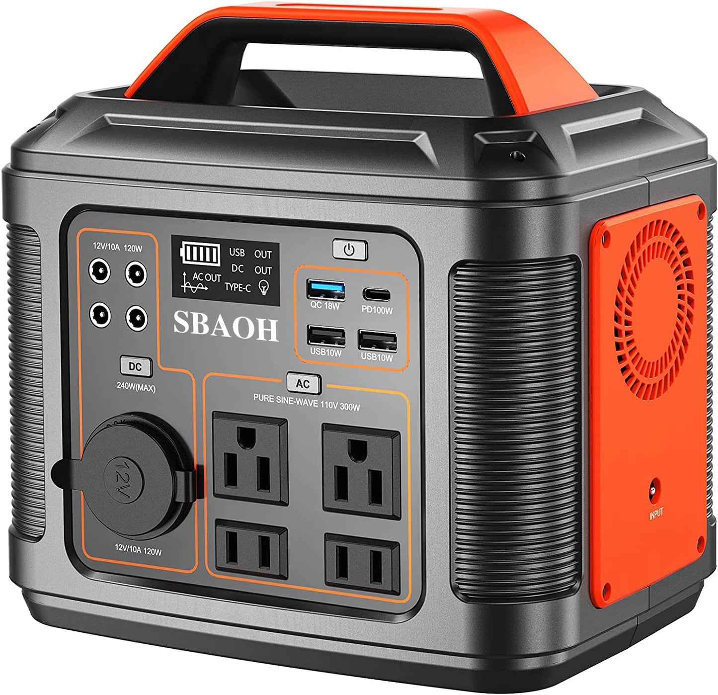 300W Portable Power Station,296Wh 80000mAh Outdoor Solar Generator Quick Charge 110V AC DC Ports for Home Backup,Outdoor RV Camp