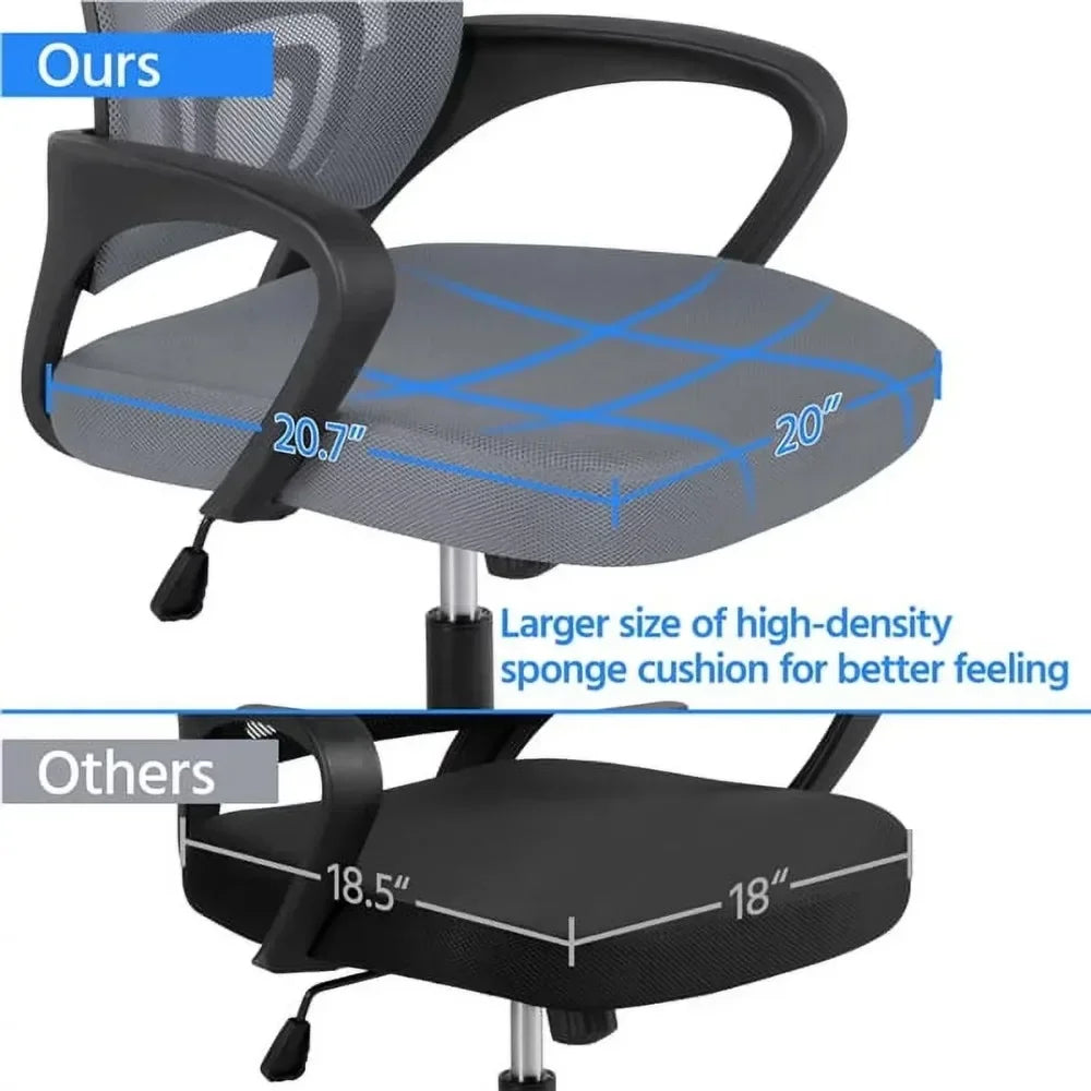 Adjustable Mid Back Mesh Swivel Office Chair With Armrests