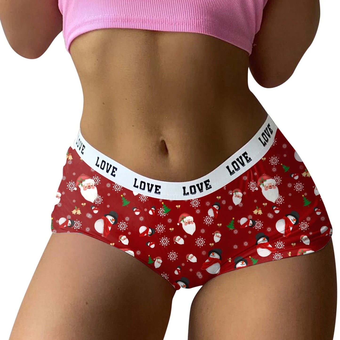 Women'S Underwear Plus Size Cheeky Womens Christmas Print Shorts Funny Boxer Brief Underwear Ropa Interior Sexy Mujer 2024