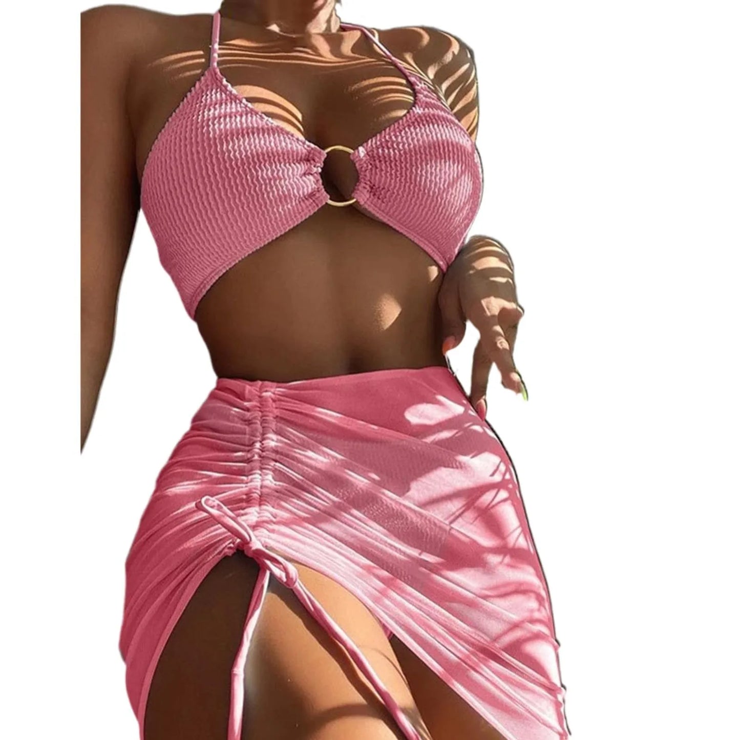 Women Matching Swimsuits Women's 3 Piece Bathing Suits Ring Bikini