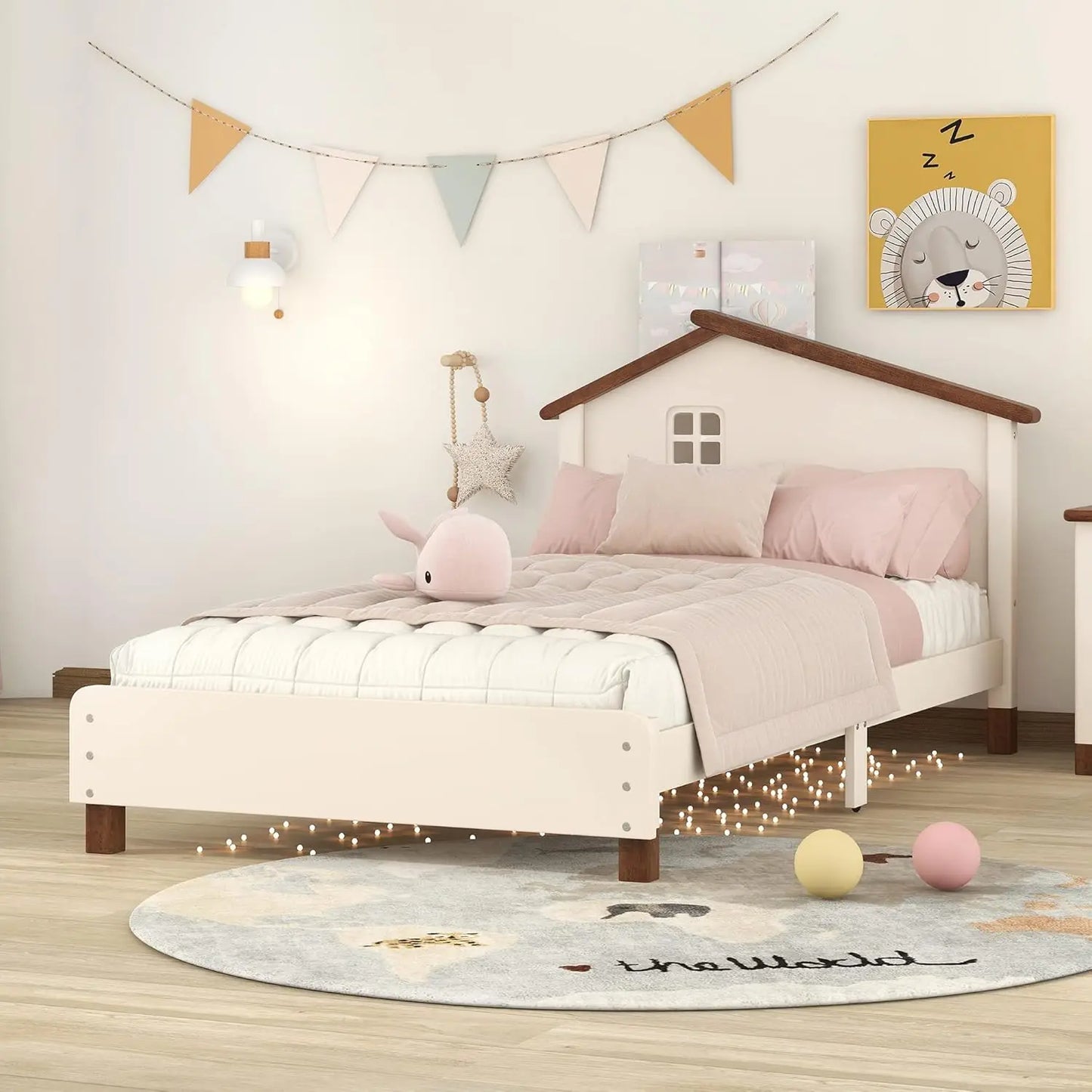 Bed Frame, with House-Shaped Headboard for Boys Girls Kids Toddle, Children Beds