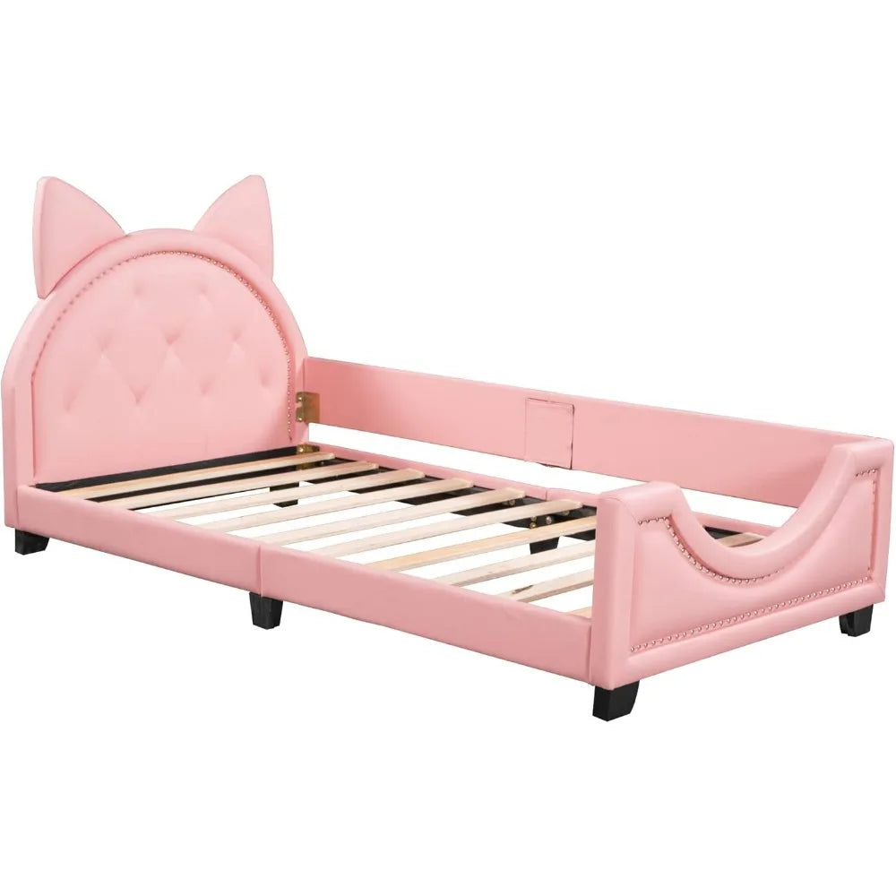 Bed Frame, with House-Shaped Headboard for Boys Girls Kids Toddle, Children Beds