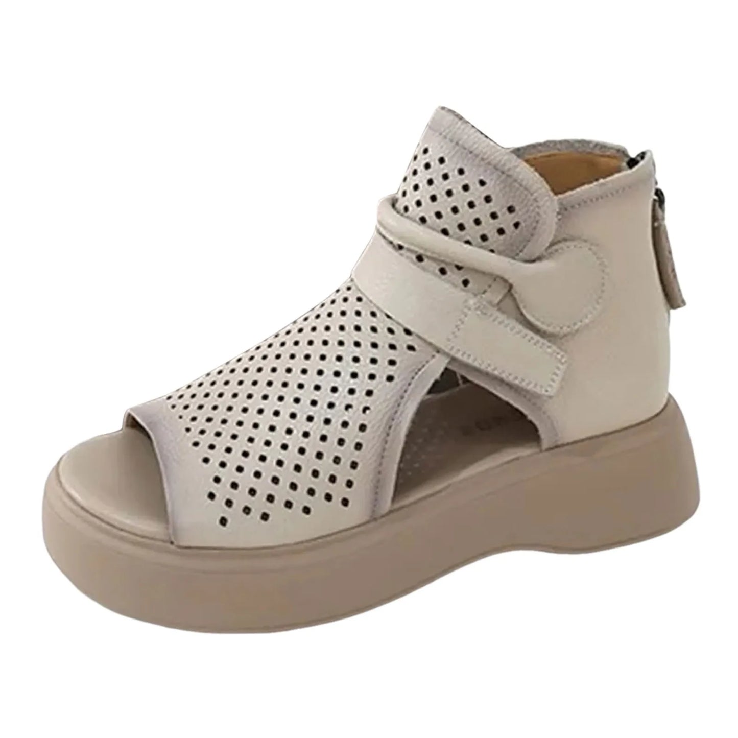 Women'S Leather Upper Plus Size Sandals Open Toe Roman Thick Sole Flat
