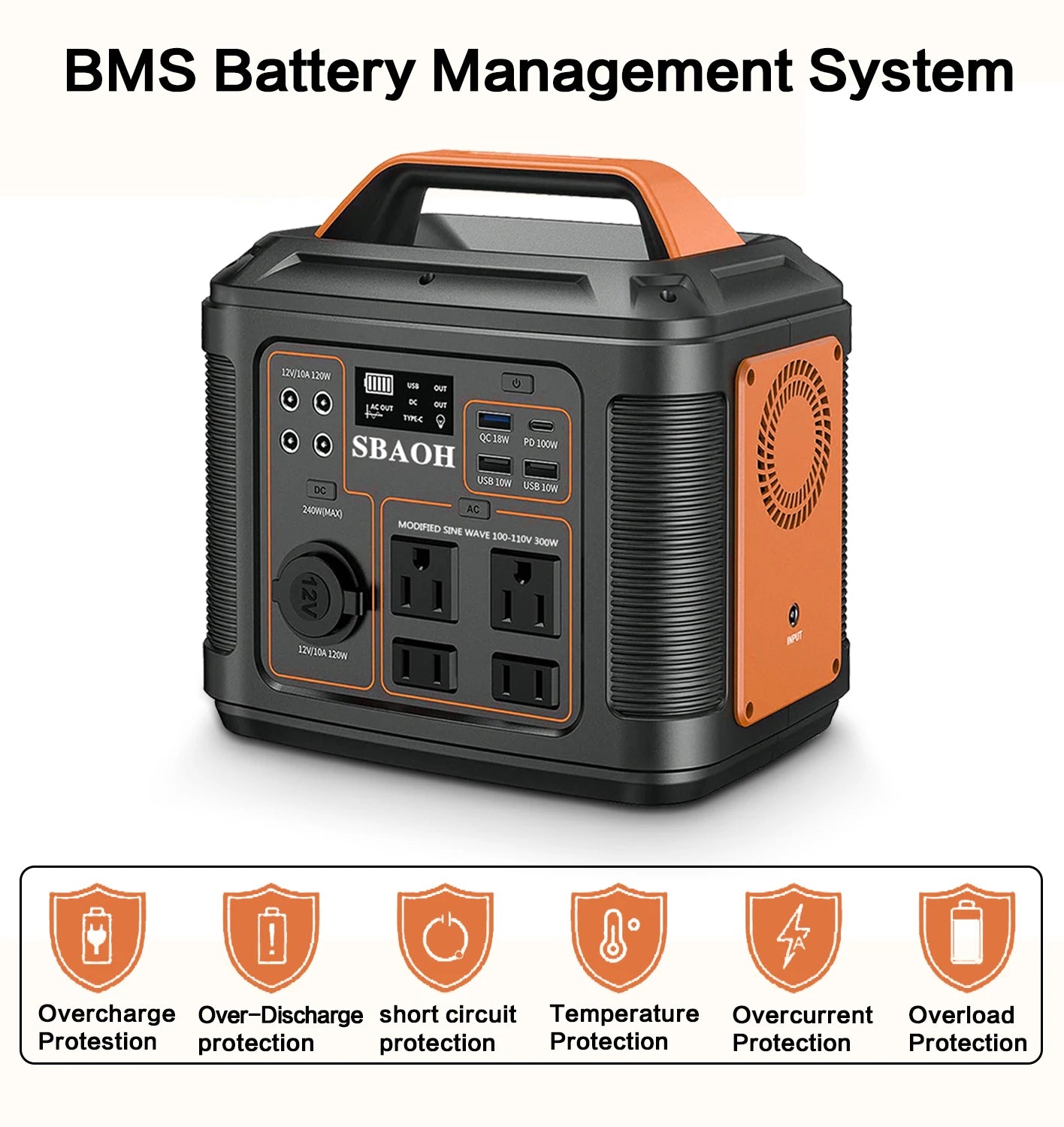 300W Portable Power Station,296Wh 80000mAh Outdoor Solar Generator Quick Charge 110V AC DC Ports for Home Backup,Outdoor RV Camp