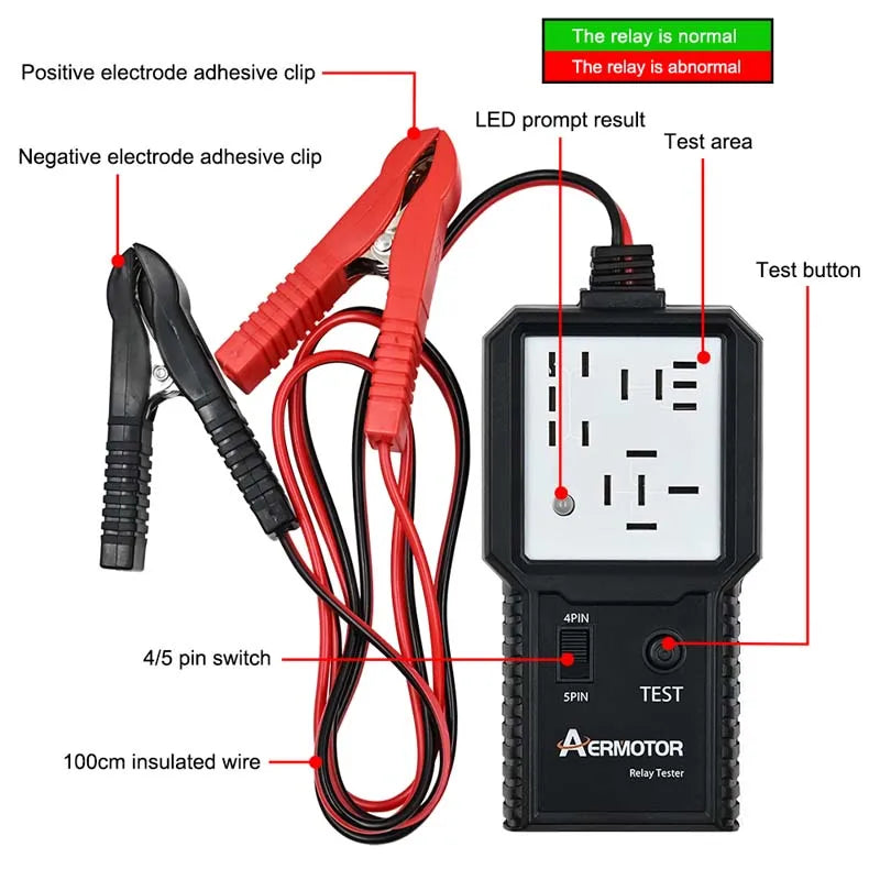 Aermotor 12-24V Car Relay Tester Electronic Automotive Relay Detector Auto Battery