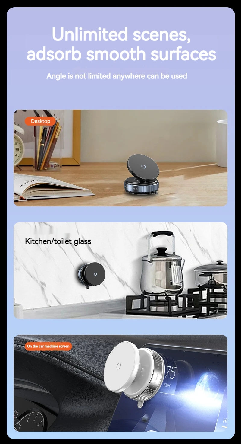 Vacuum Magnetic Car Phone Holder, Universal Suction Cup, Mirror Gym Bath Shower