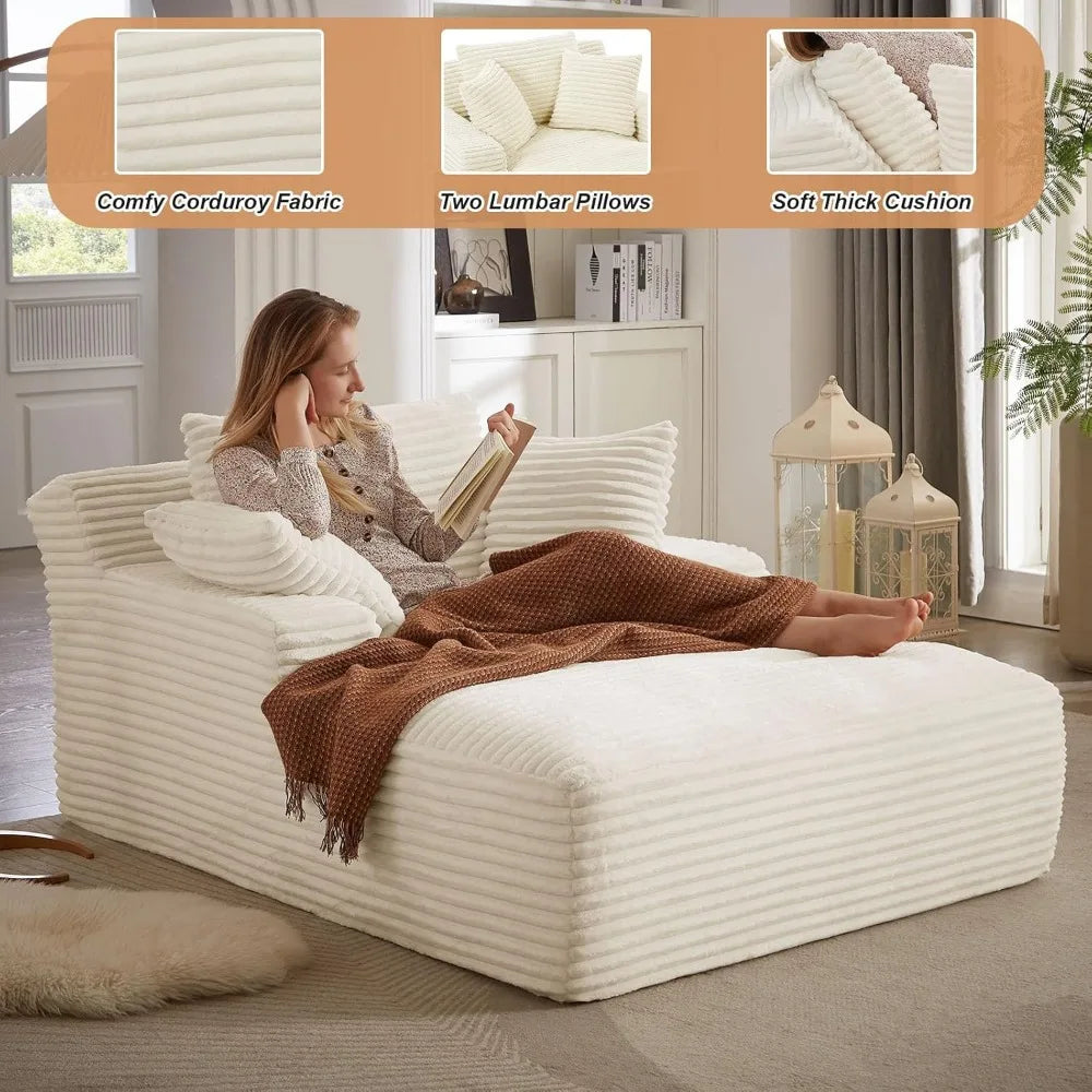 49.2" Oversized Chaise Lounge Chair,Corduroy Fabric Single Sofa Chair
