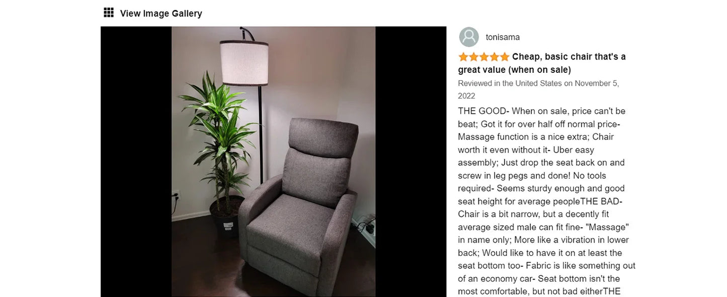 Recliner Chair for Adults, Massage PU Leather Small Recliner Home