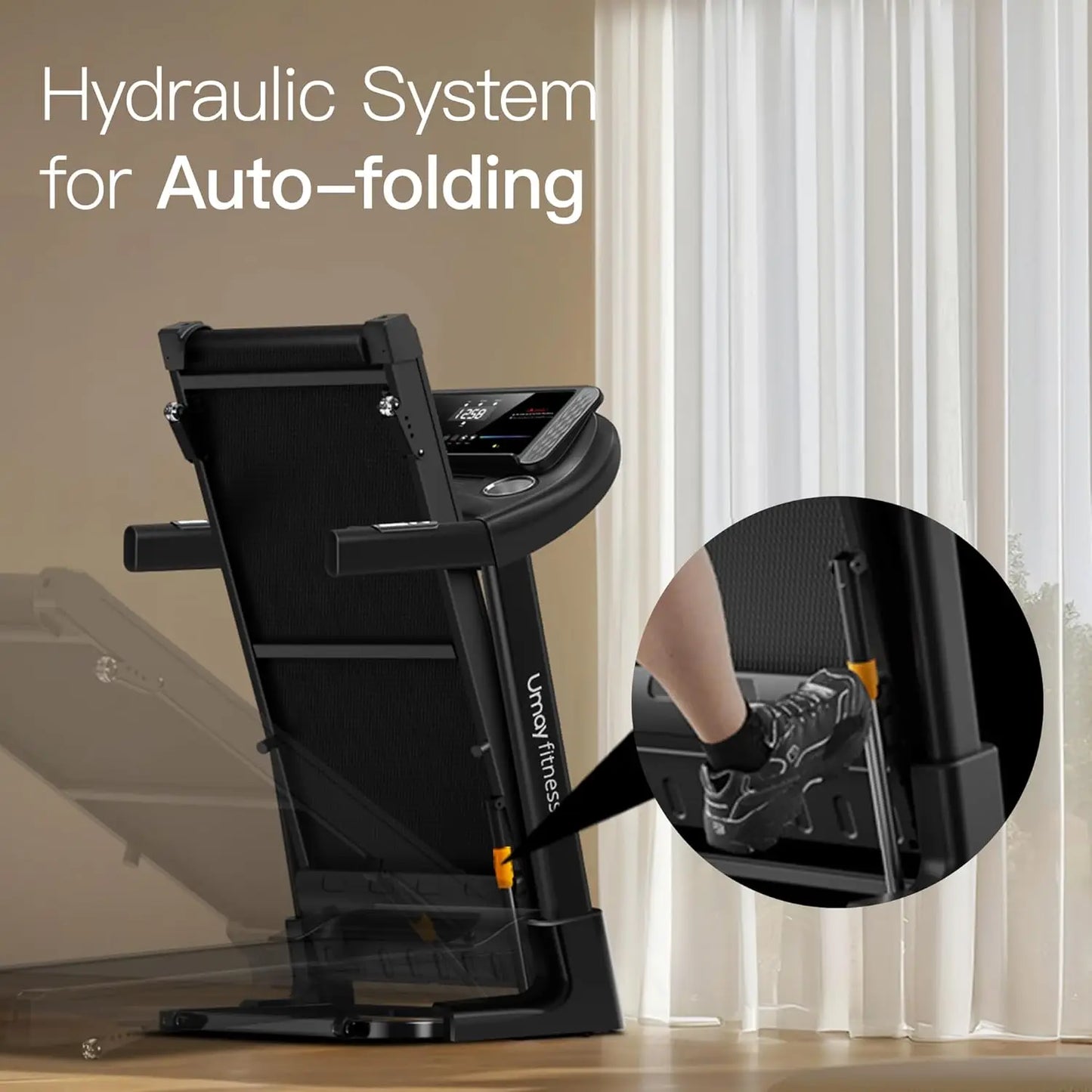 3 Level Incline Treadmill with Pulse Sensors, 3.0 HP Quiet Brushless, 8.7 MPH