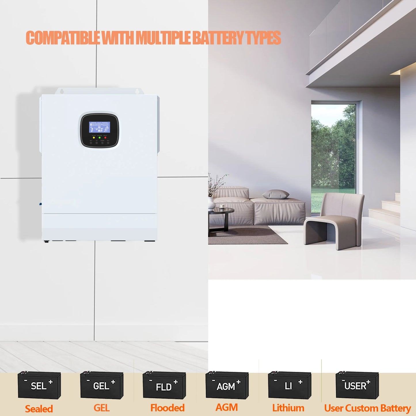 5000W Hybrid Inverter Battery Voltage 48V Built in 80A MPPT Solar Voltage 110V/120V