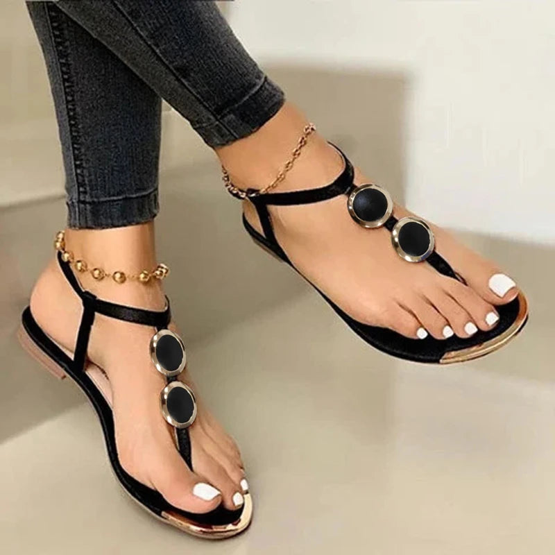 Sandals Women Fashion Casual Beach Outdoor Flip Flop Sandals Metal