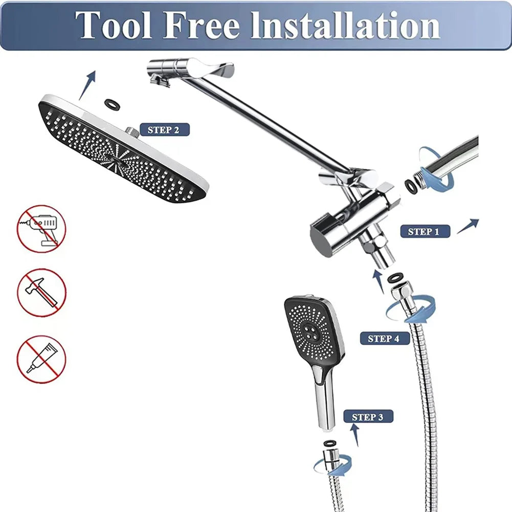 Shower Head Combo with Extension Arm Bathroom Shower Faucet Set Handheld