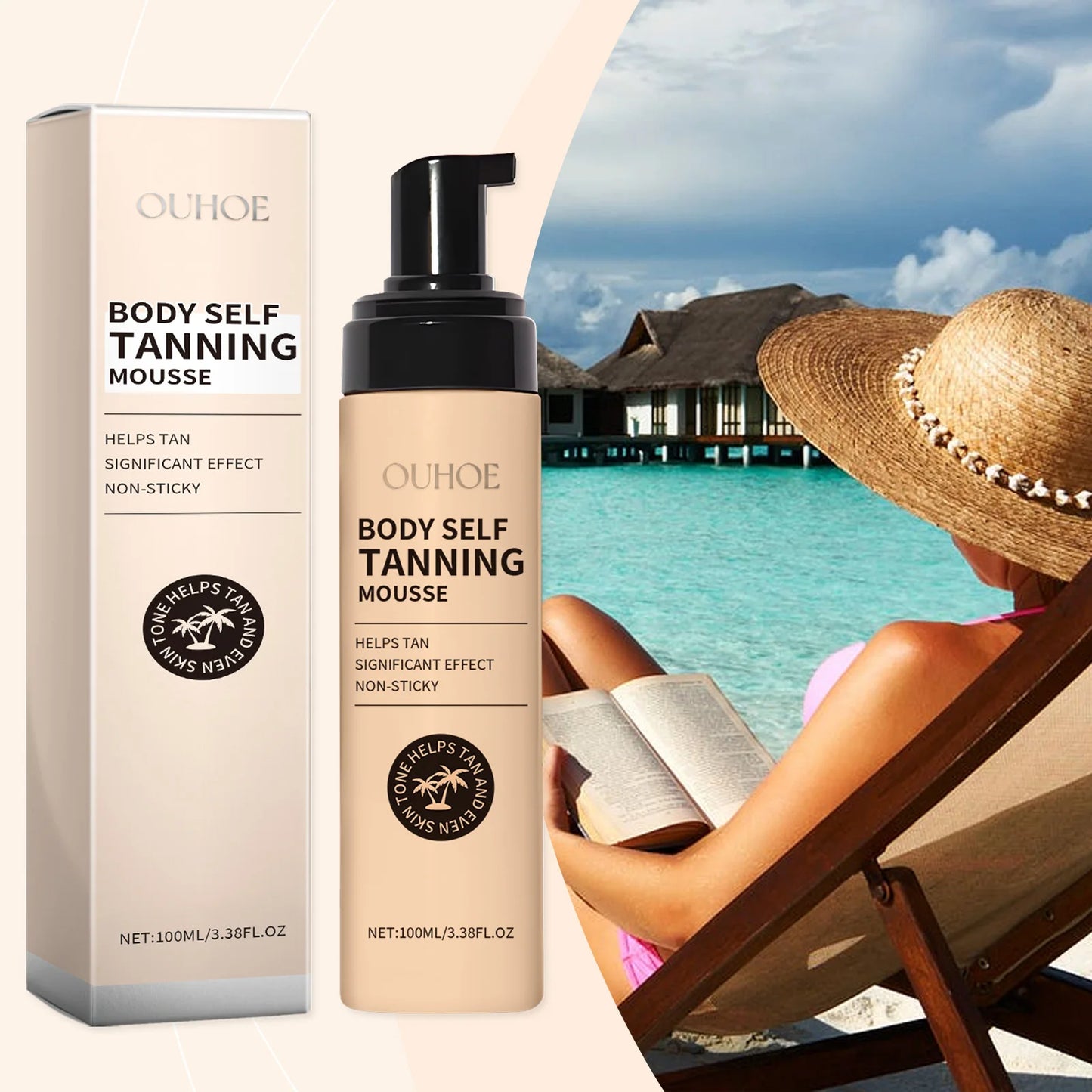 Summer Self-tanning Mousse Helps Natural Tan Wheat-colored Bronze Skin Dark