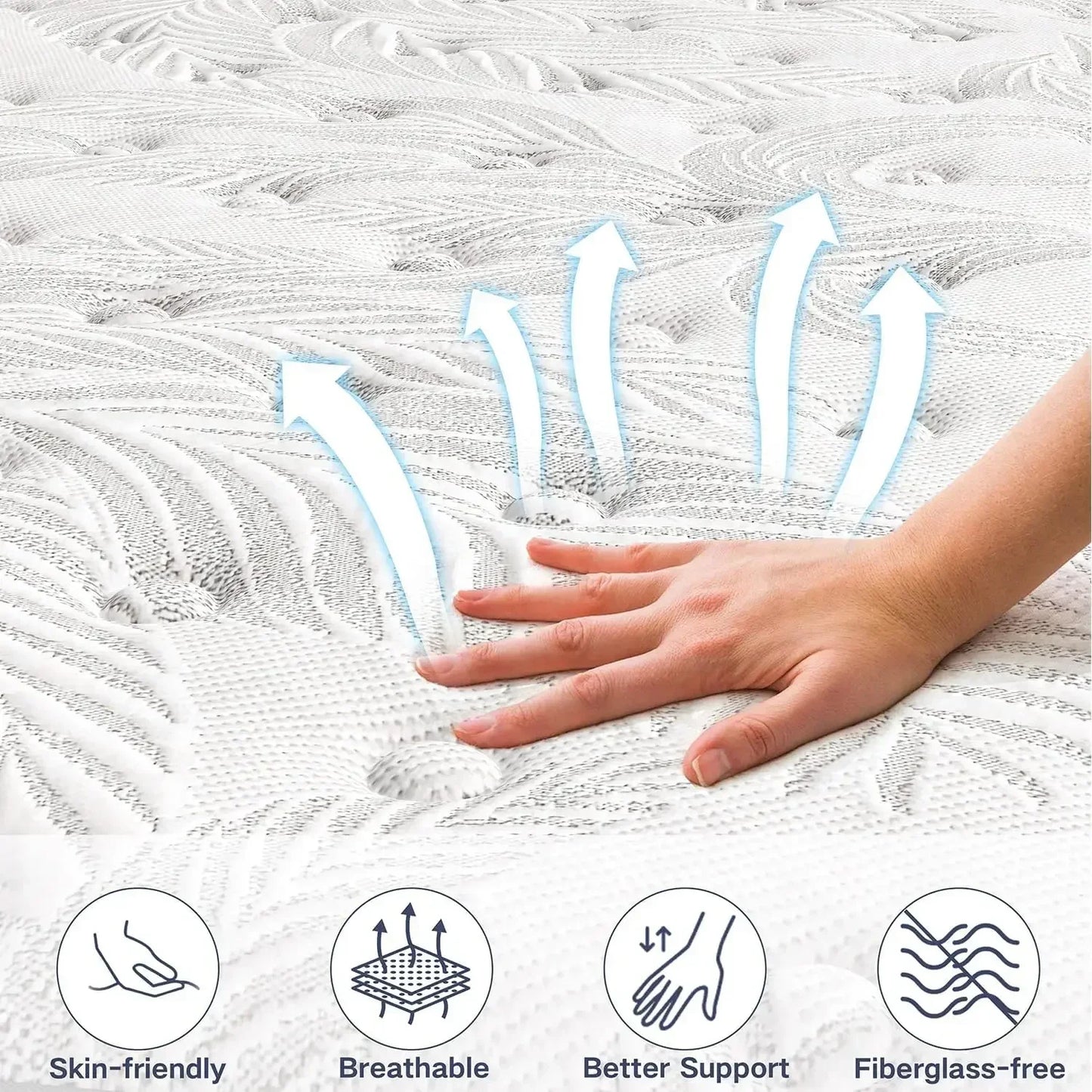 Queen Mattress,12 Inch Hybrid Queen Size ,Individually Pocket Springs for Pressure Relief