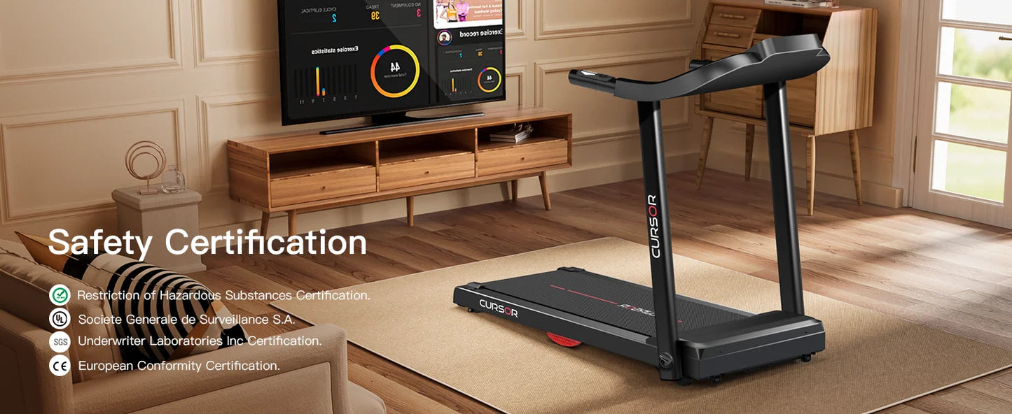 Home Folding Treadmill with Pulse Sensors, 2.5 HP Quiet Brushless, 7.5 MPH, 265 lbs Capacity