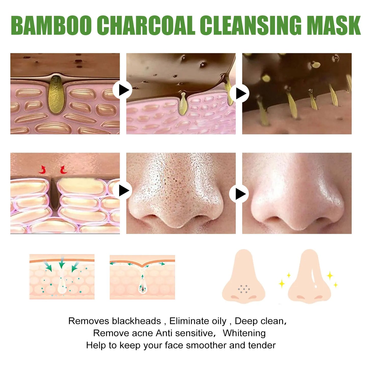 EELHOE Blackhead Remover Face Mask Oil-Control Nose Black Dots Peel off