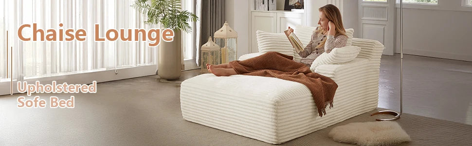 49.2" Oversized Chaise Lounge Chair,Corduroy Fabric Single Sofa Chair