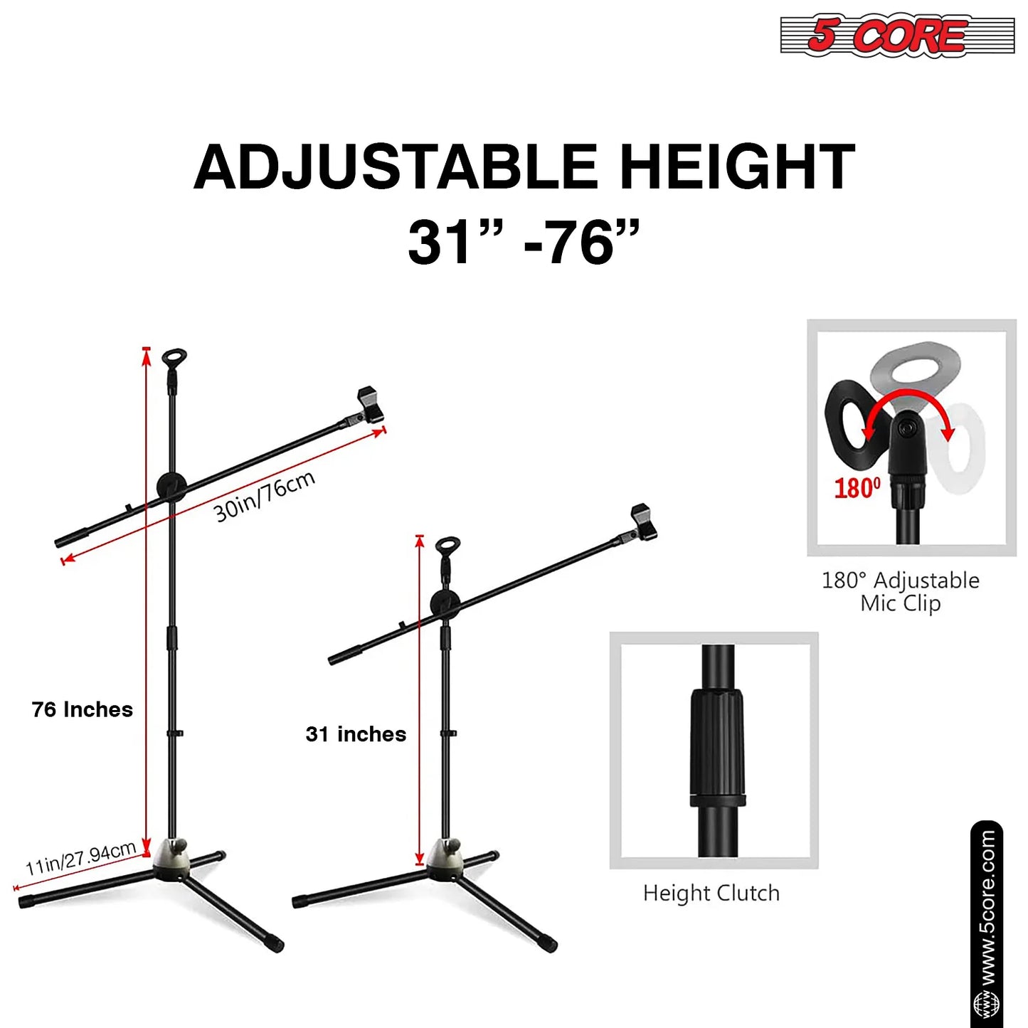 360 Degree Rotating + Dual Mic - MS DBL 5 Core Tripod Mic Stand Microphone Stands