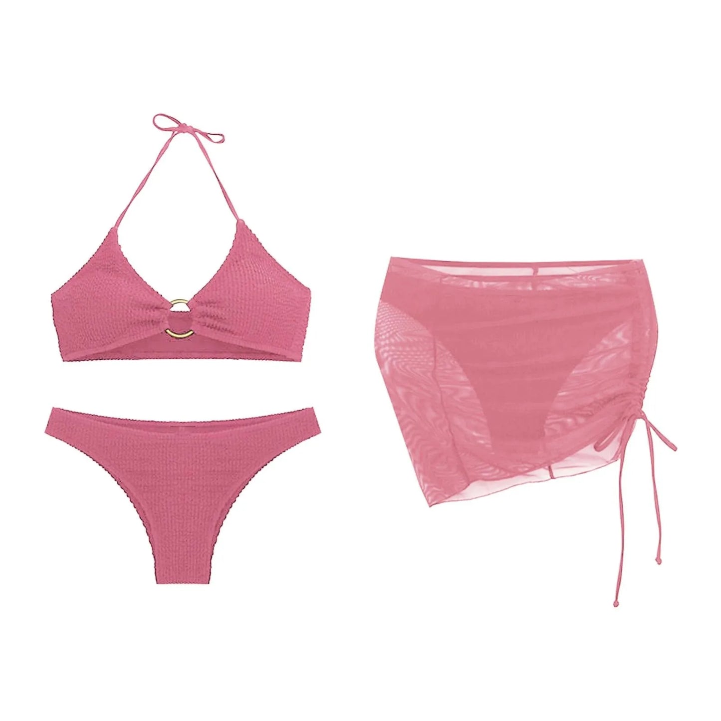 Women Matching Swimsuits Women's 3 Piece Bathing Suits Ring Bikini