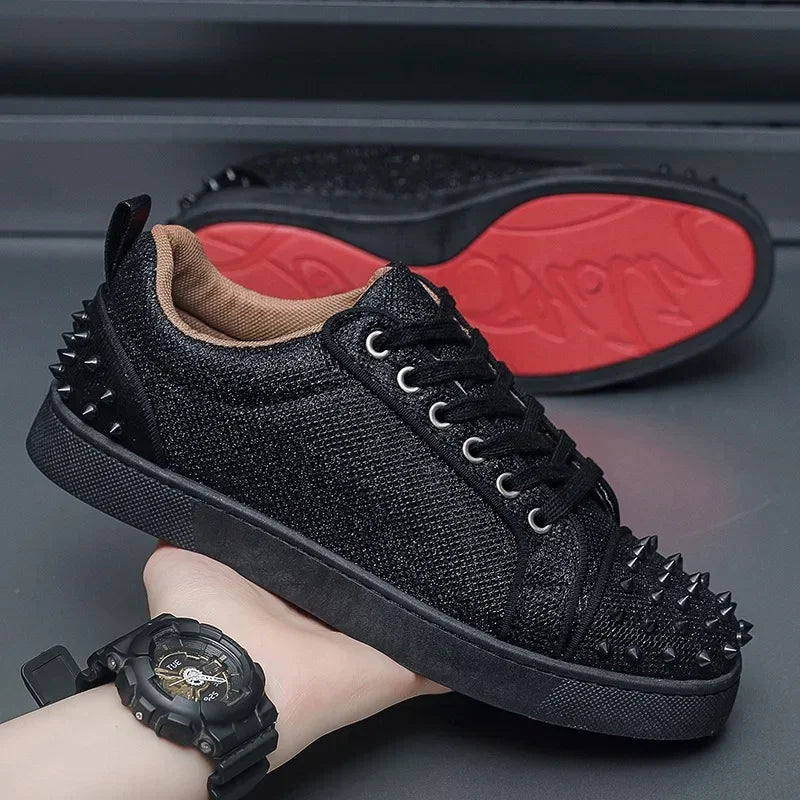 Sneakers Casual Men Designer Rivet Punk Board Shoes Fashion Leather Canvas Breathable