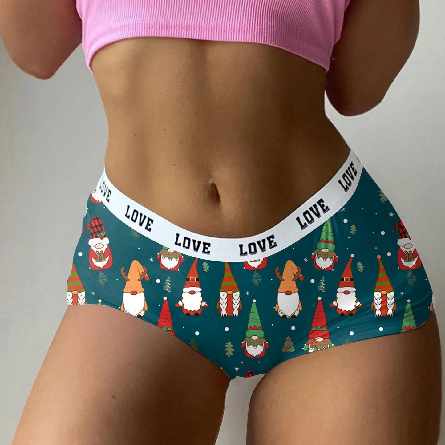Women'S Underwear Plus Size Cheeky Womens Christmas Print Shorts Funny Boxer Brief Underwear Ropa Interior Sexy Mujer 2024