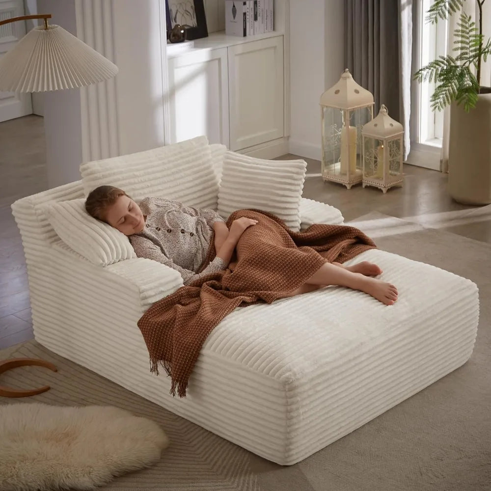 49.2" Oversized Chaise Lounge Chair,Corduroy Fabric Single Sofa Chair