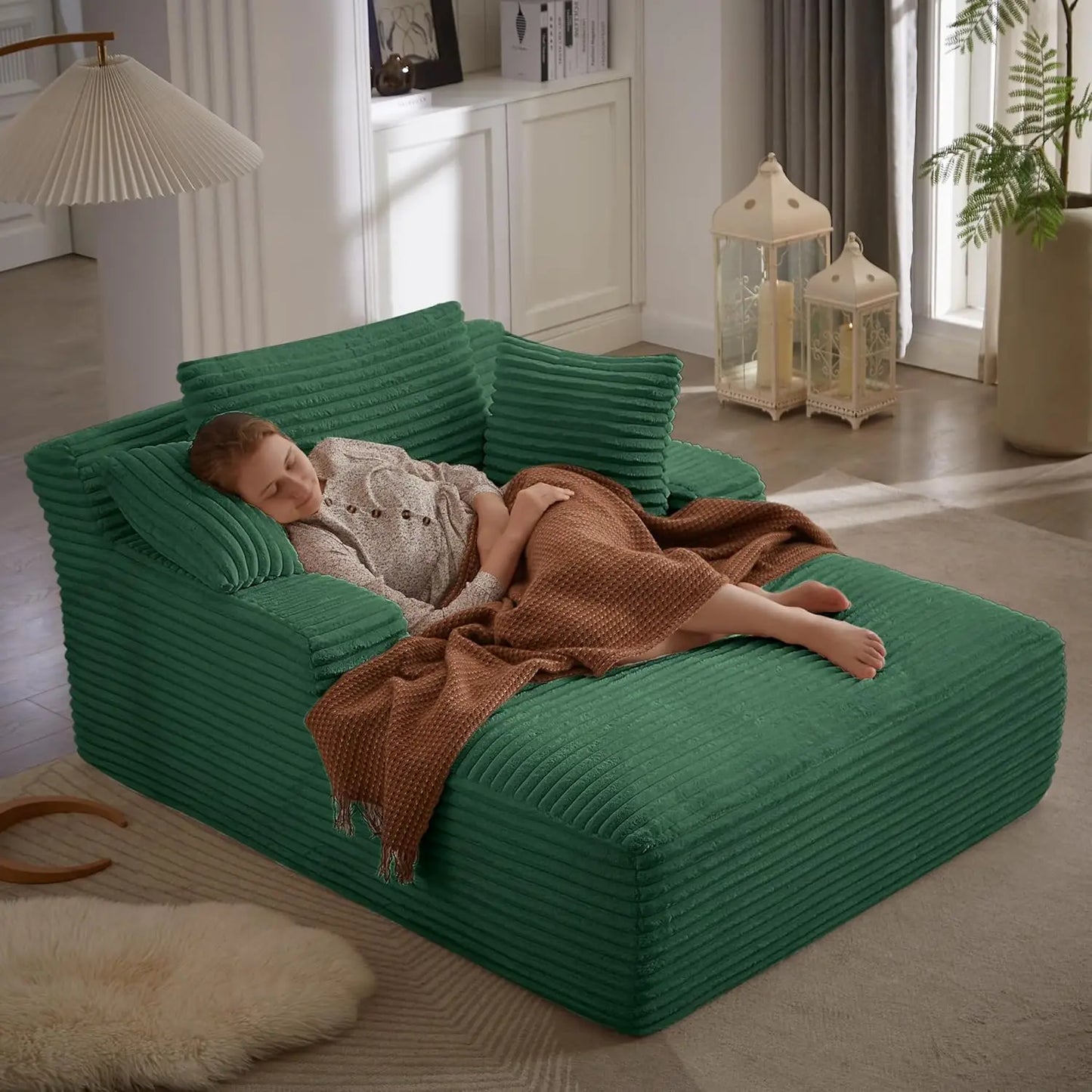 49.2" Oversized Chaise Lounge Chair,Corduroy Fabric Single Sofa Chair