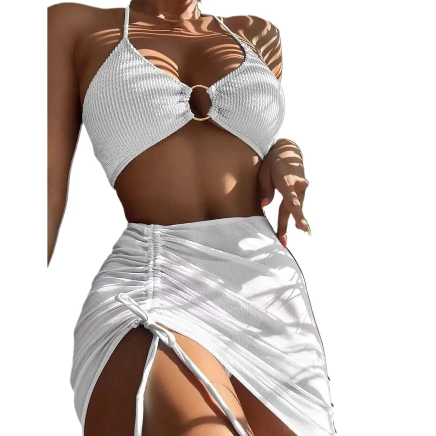 Women Matching Swimsuits Women's 3 Piece Bathing Suits Ring Bikini